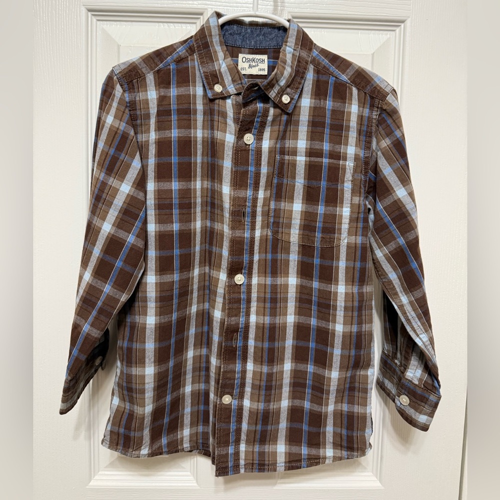 OshKosh B'gosh Brown and Blue Plaid Shirt